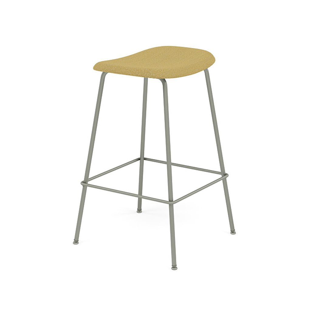 Fiber Bar + Counter Stool: Tube Base + Upholstered + Counter + Dusty Green