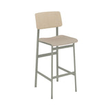 Loft Bar Stool: Upholstered + Dusty Green + Oak