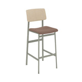 Loft Bar Stool: Upholstered + Dusty Green + Oak