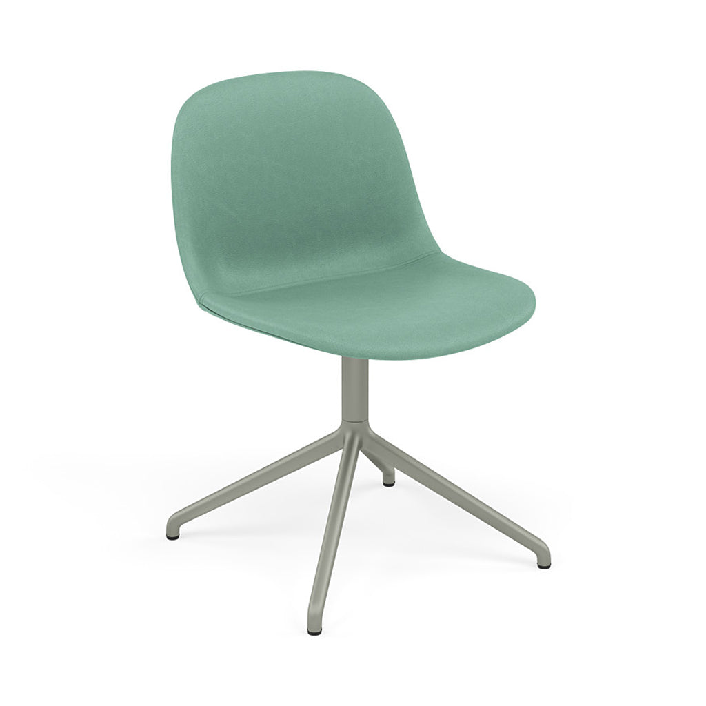 Fiber Side Chair: Swivel Base with Return + Recycled Shell + Upholstered + Dusty Green