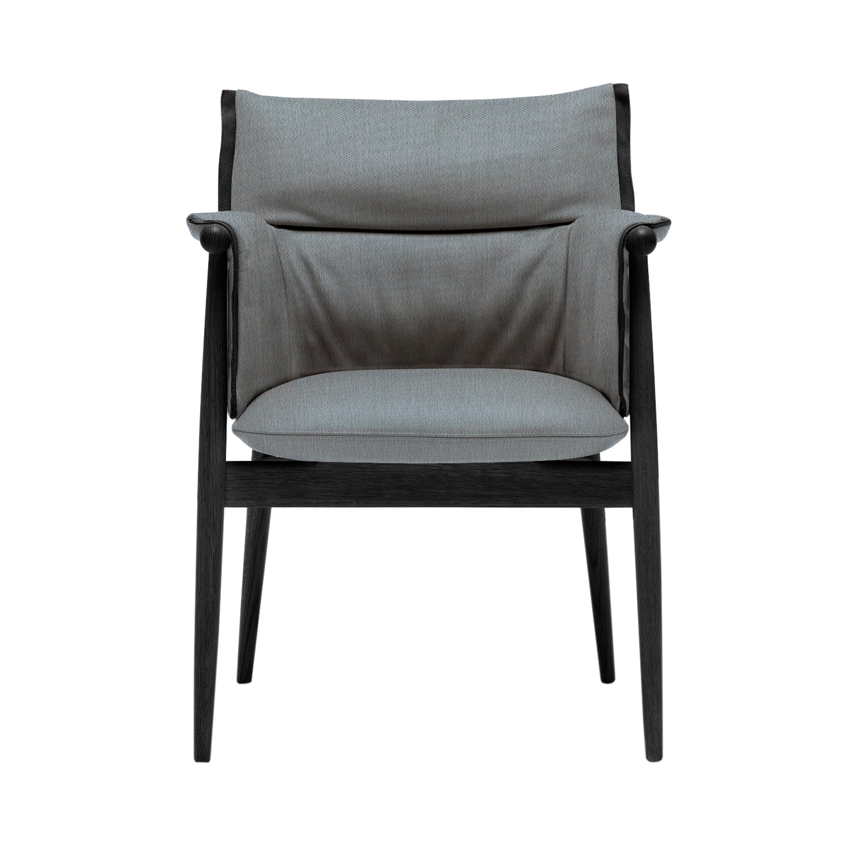 E005 Embrace Armchair: Black Edging Strip + Black Oak