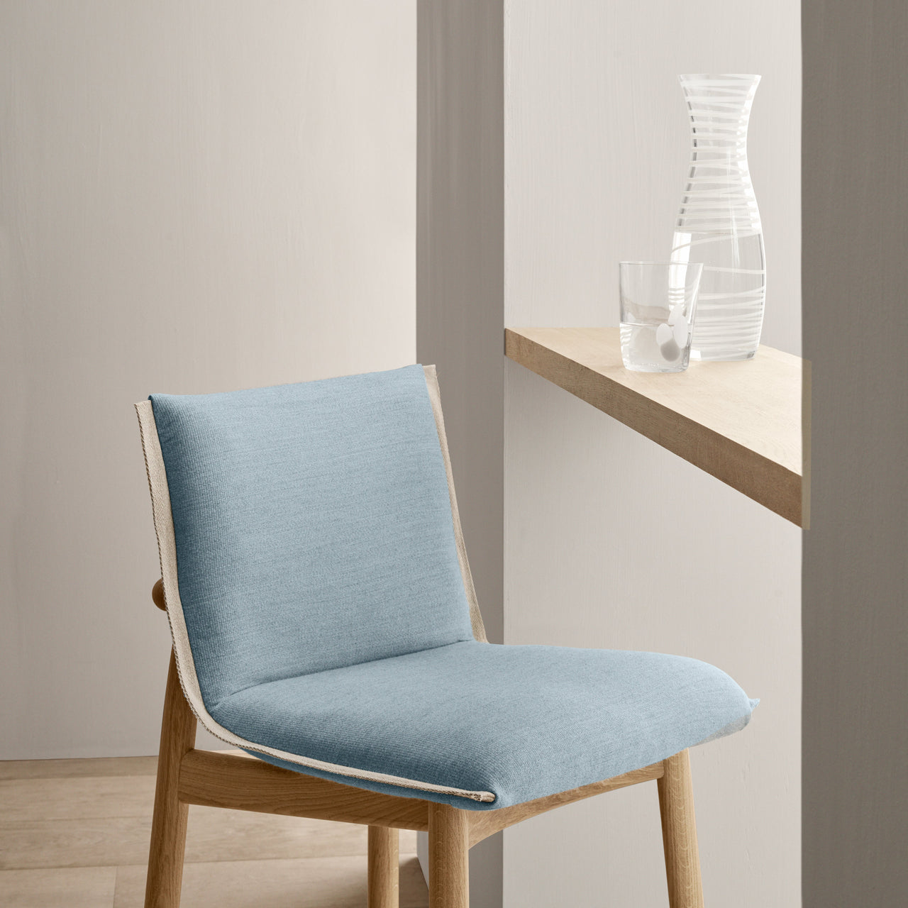 E007 Embrace Counter Stool: Stainless Steel + Natural Edging Strip