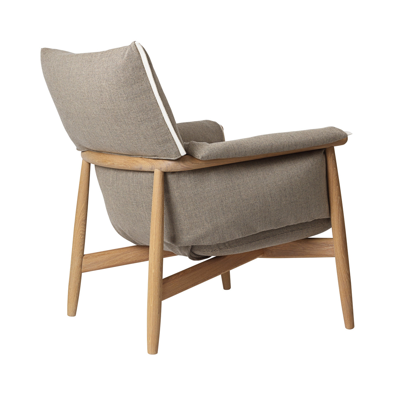 E015 Embrace Lounge Chair: White Edging Strip + White Oiled Oak