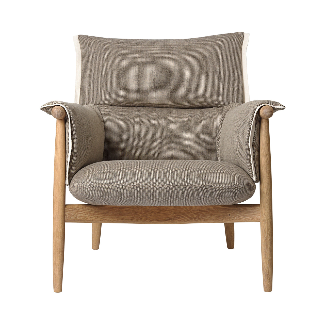 E015 Embrace Lounge Chair: White Edging Strip + White Oiled Oak