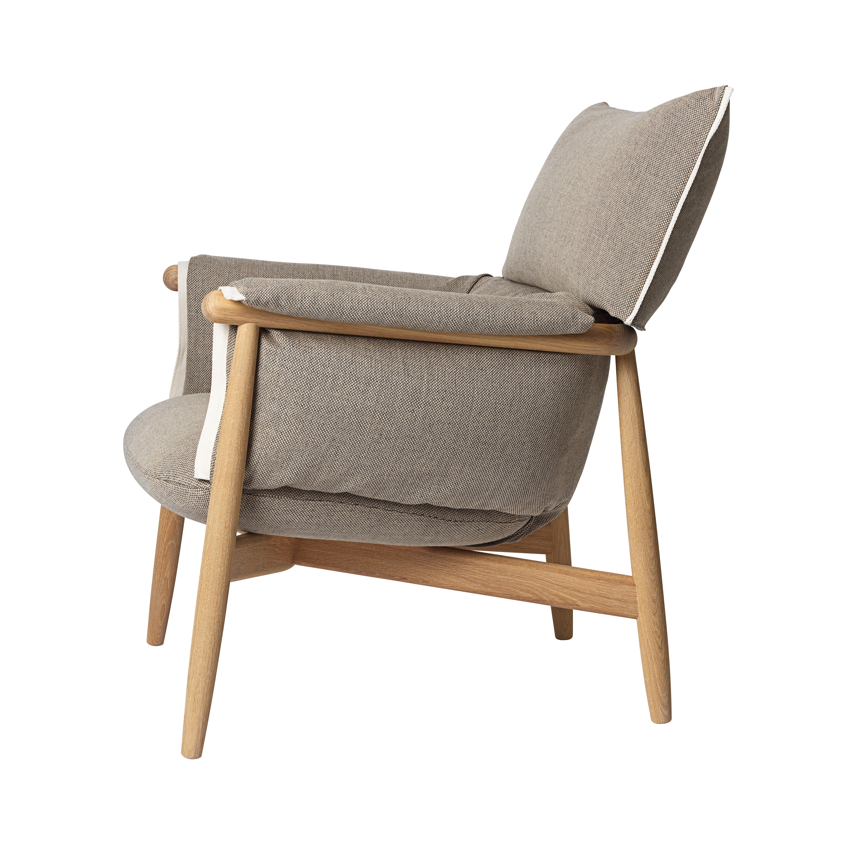 E015 Embrace Lounge Chair: White Edging Strip + White Oiled Oak