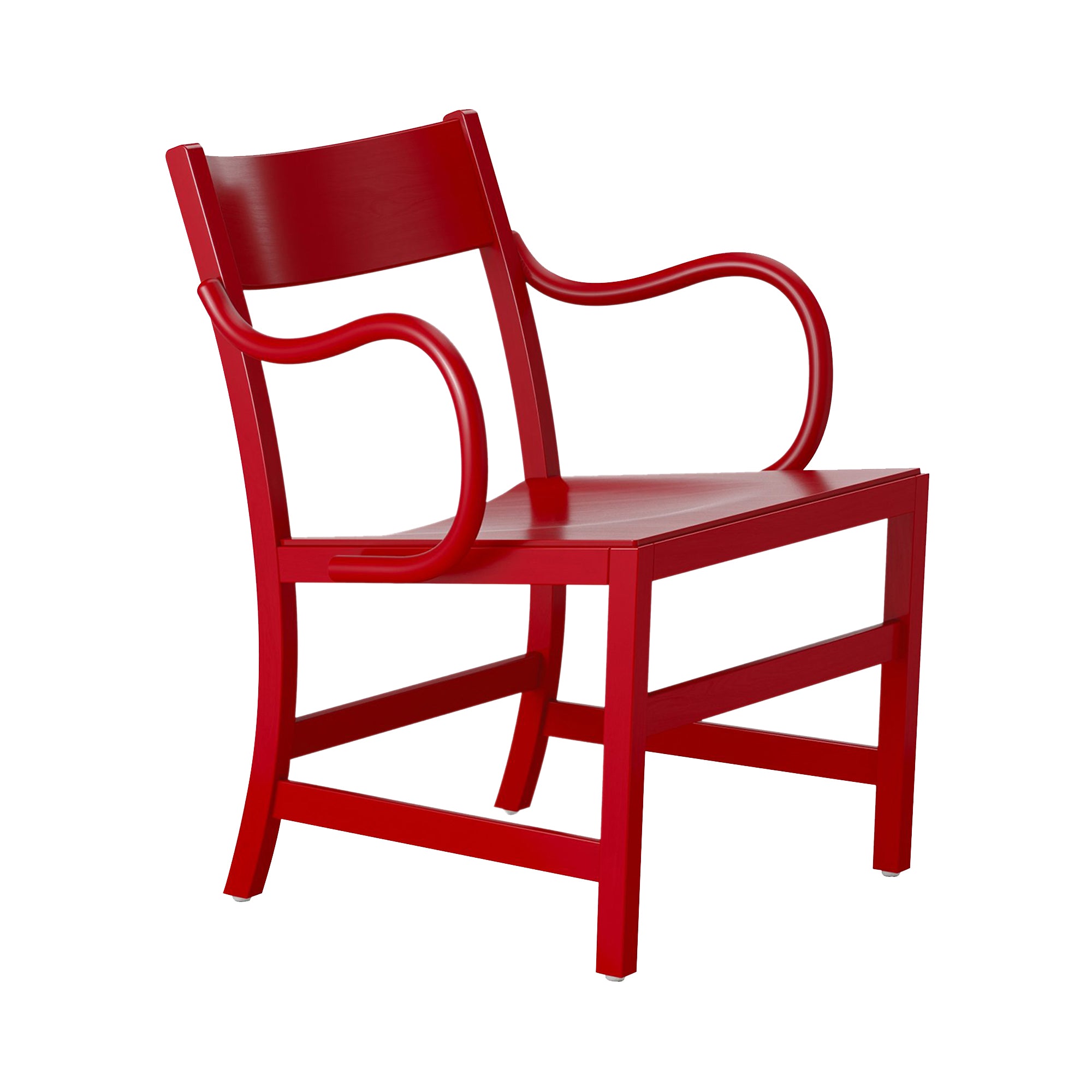 Waiter XL Easy Chair: Red Lacquered Beech