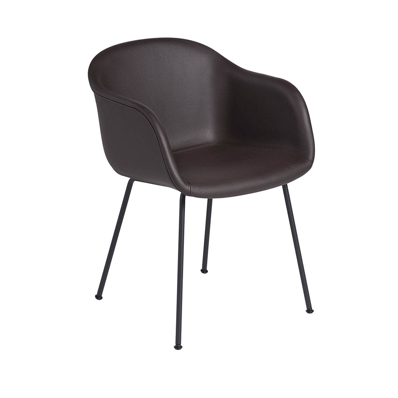 Fiber Armchair: Tube Base + Upholstered + Anthracite Black