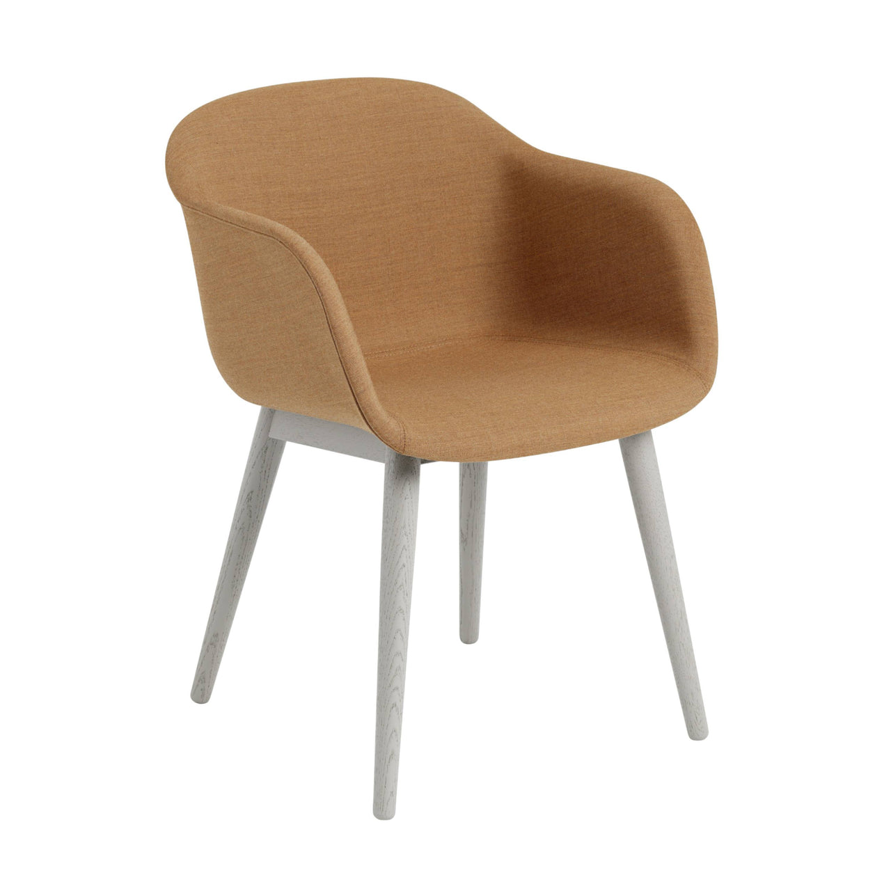 Fiber Armchair: Wood Base + Recycled Shell + Upholstered + Grey