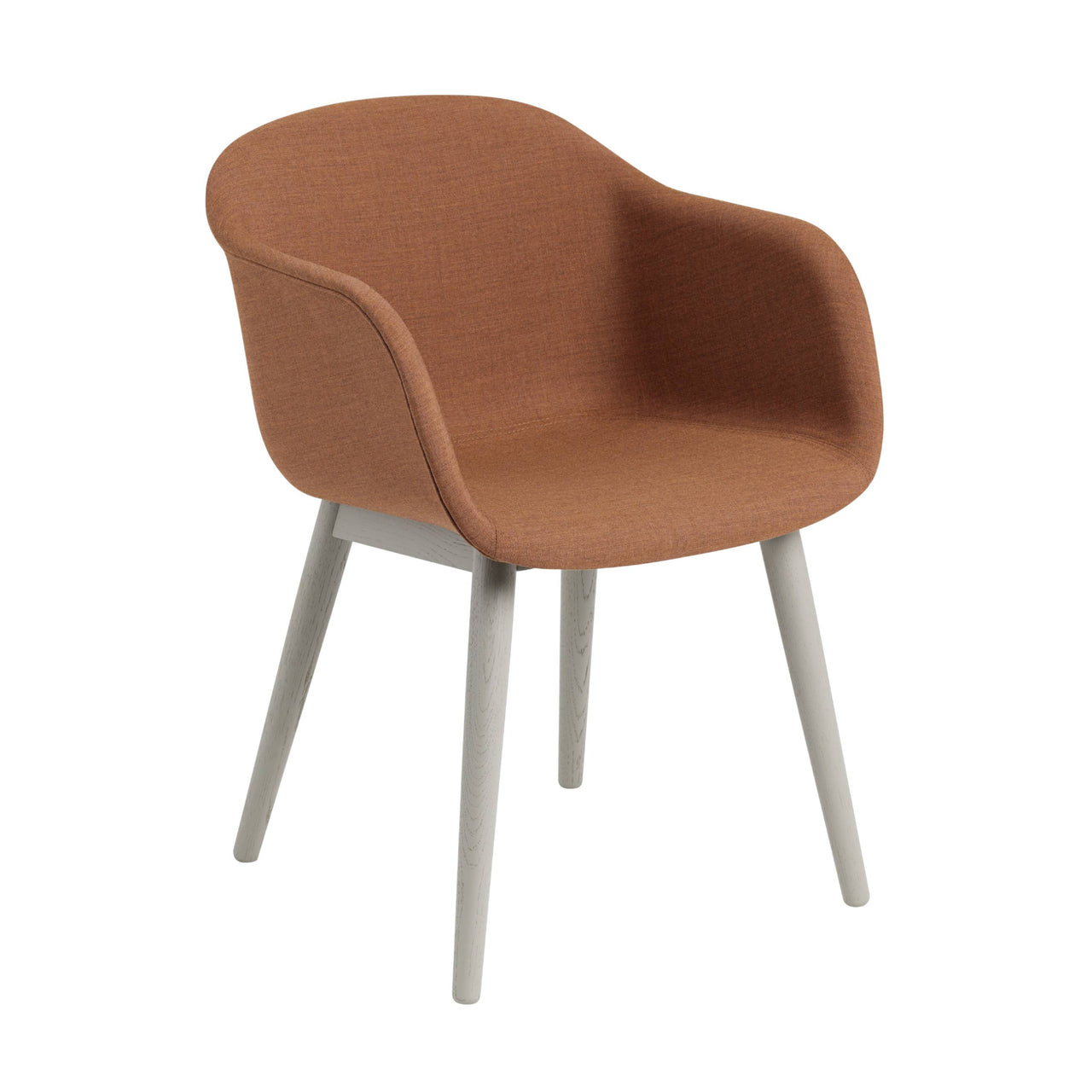 Fiber Armchair: Wood Base + Recycled Shell + Upholstered + Grey