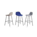 Fiber Bar Stool with Backrest: Tube Base + Upholstered