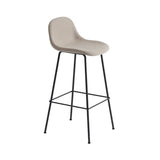 Fiber Bar Stool with Backrest: Tube Base + Upholstered + Black