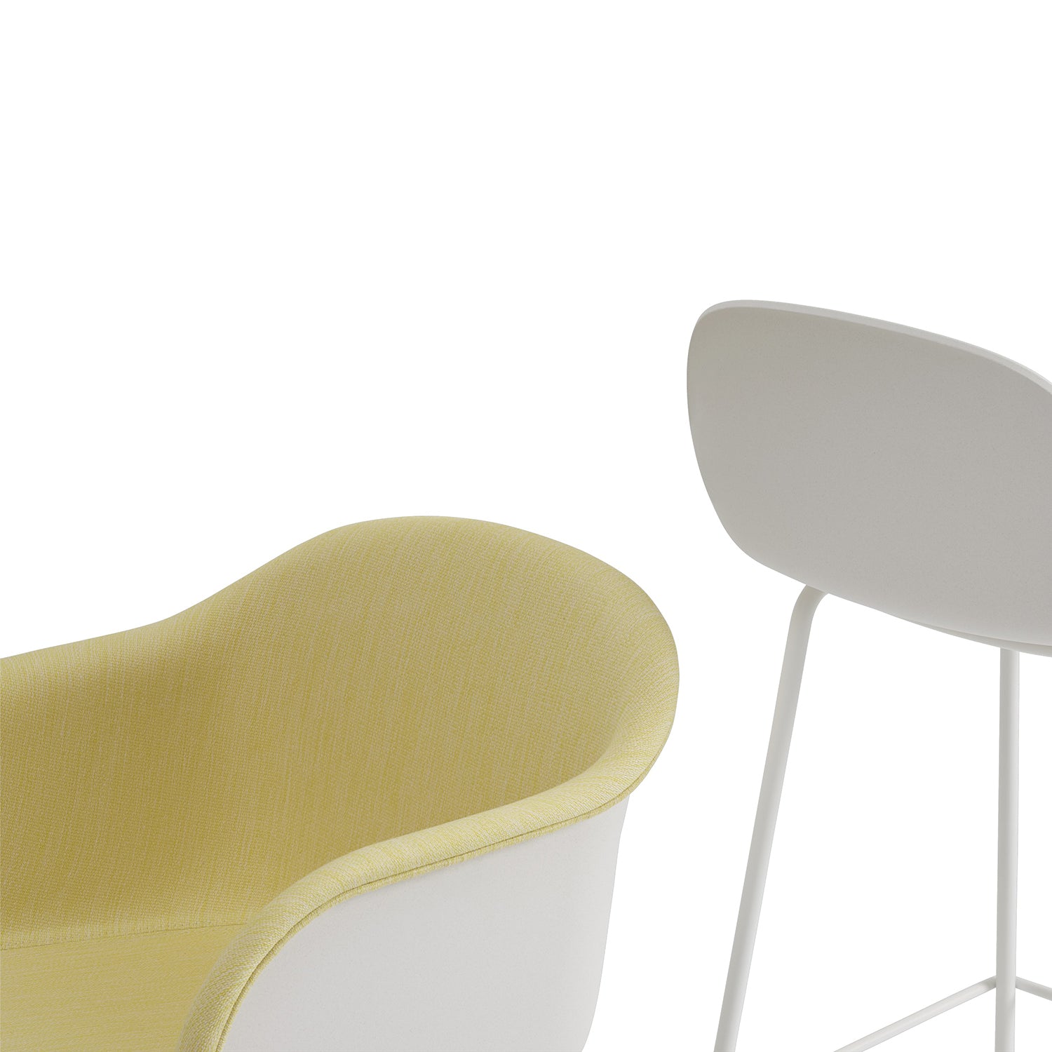 Fiber Bar Stool with Backrest: Tube Base + Upholstered