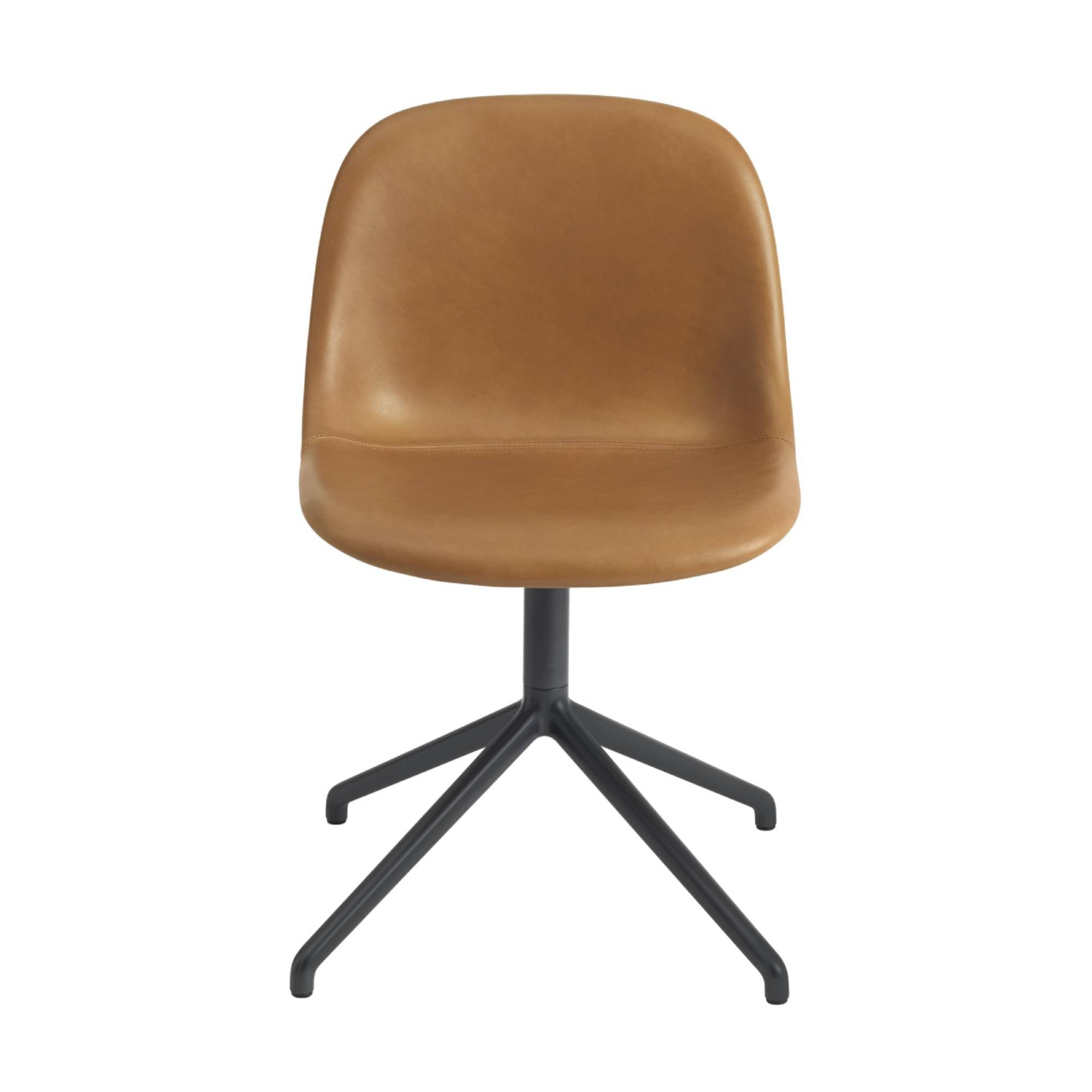 Fiber Side Chair: Swivel Base + Recycled Shell + Upholstered + Black