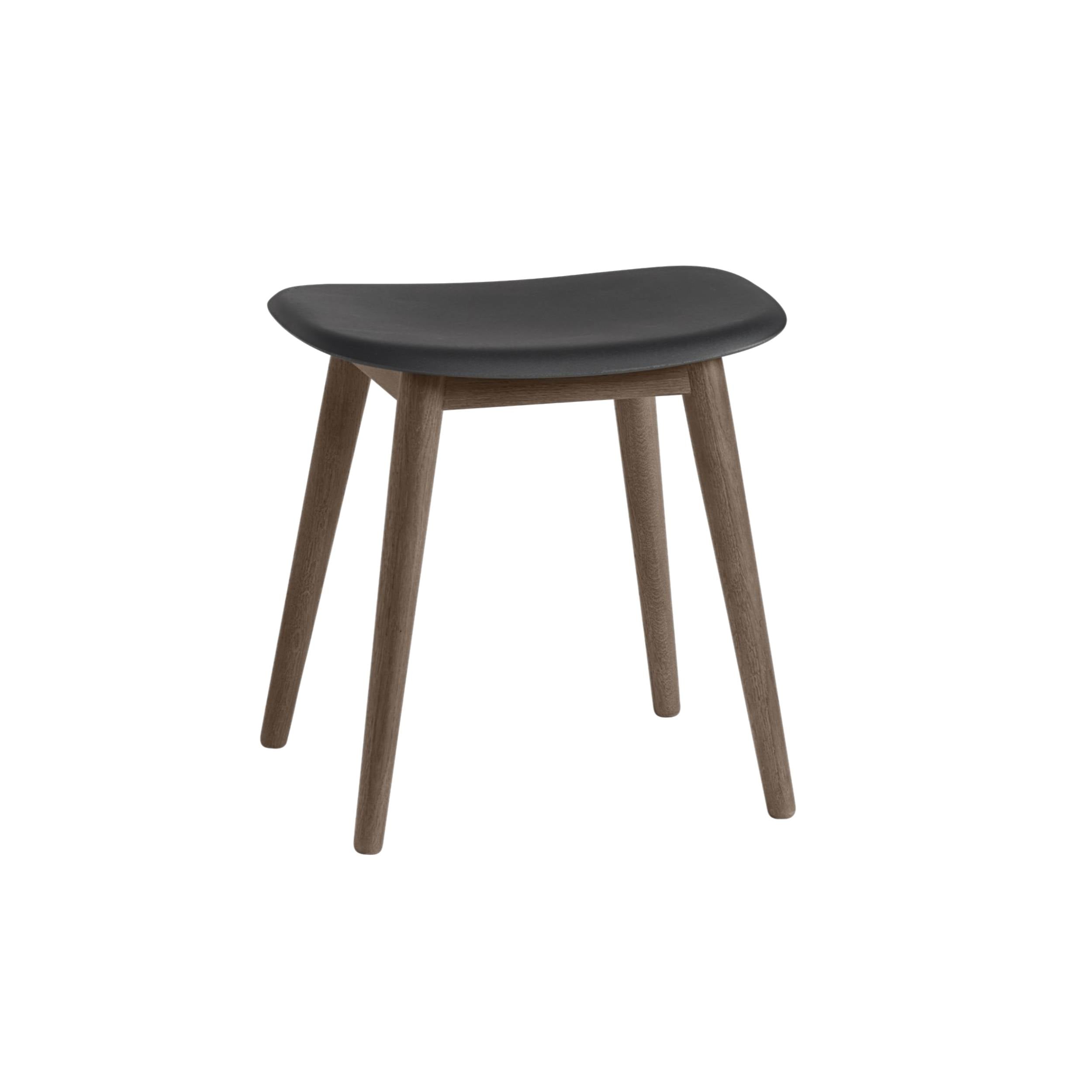 Fiber Stool: Wood Base + Stained Dark Brown + Anthracite Black