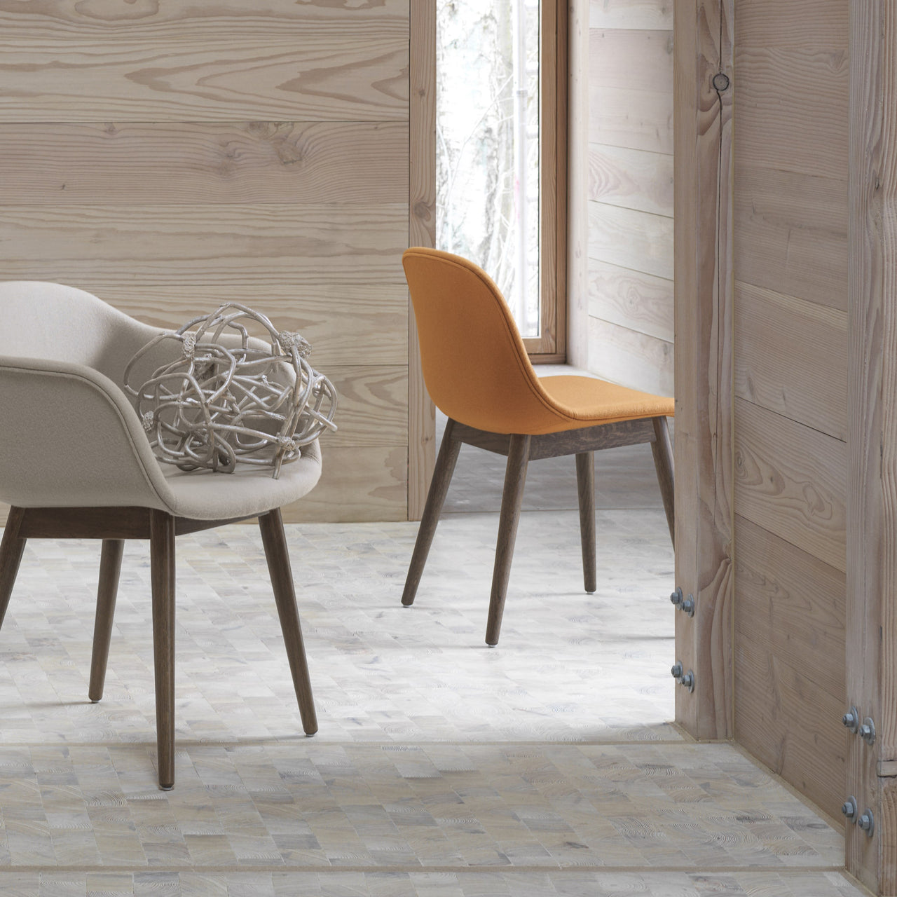 Fiber Side Chair: Wood Base + Recycled Shell + Upholstered