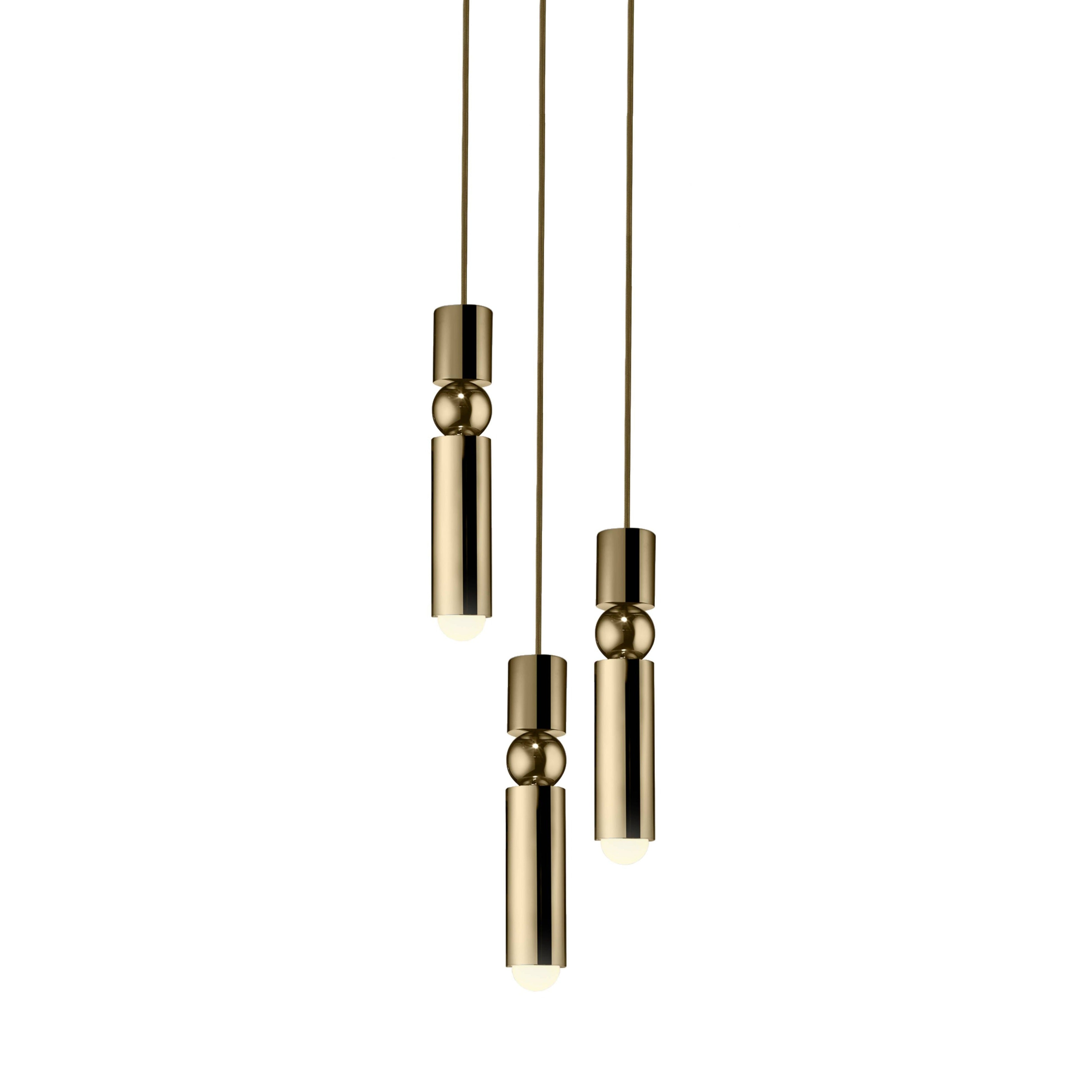 Fulcrum Chandelier: 3 Piece + Gold