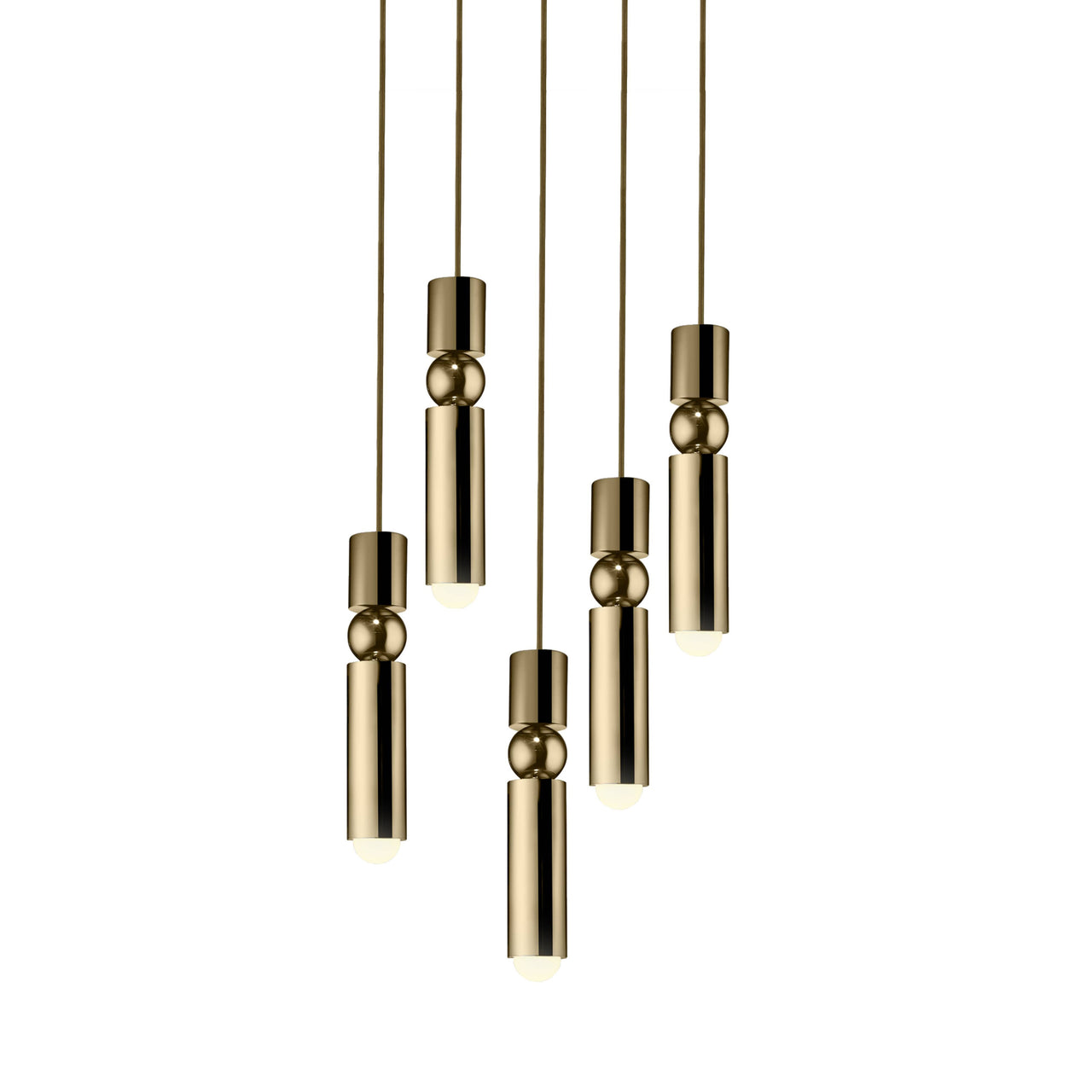 Fulcrum Chandelier: 5 Piece + Gold