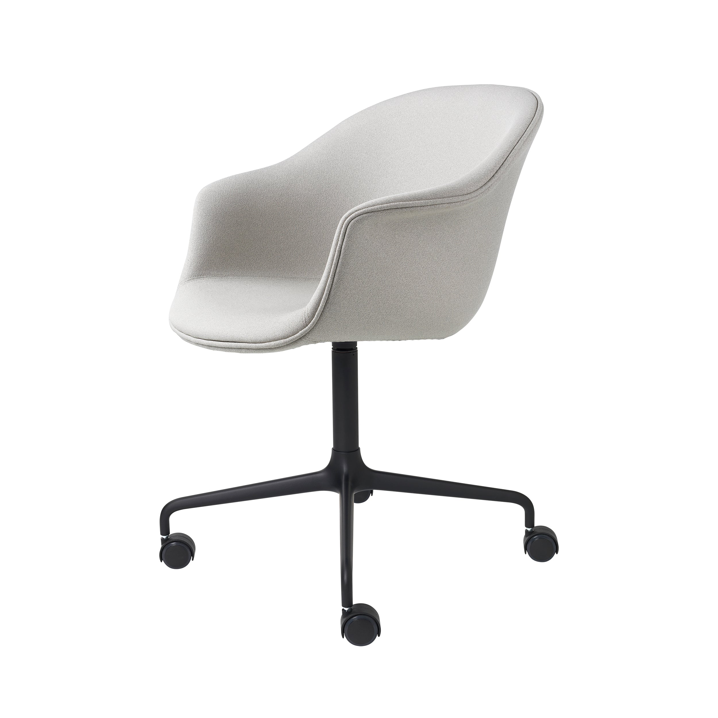 Bat Meeting Chair: 4-Star Swivel Base with Castors + Full Upholstery + Black Semi Matt