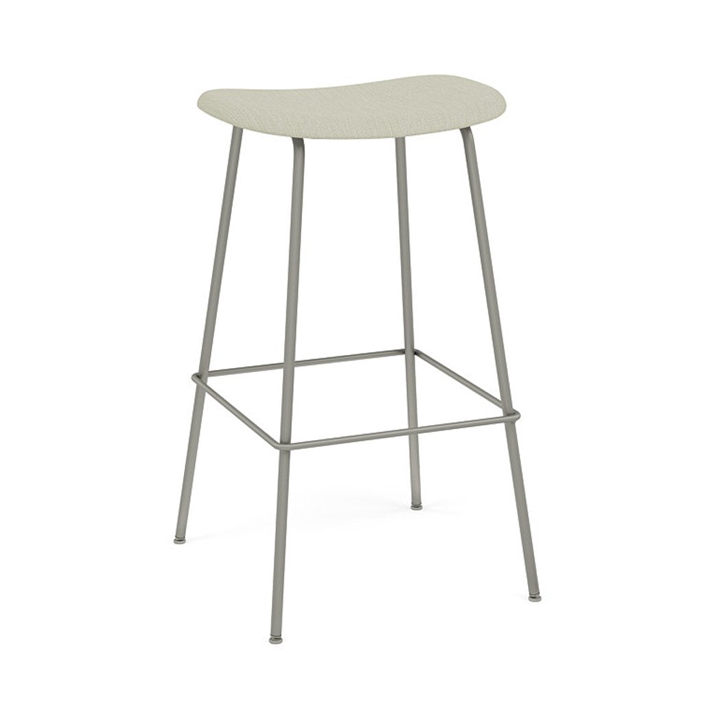 Fiber Bar + Counter Stool: Tube Base + Upholstered + Bar + Grey