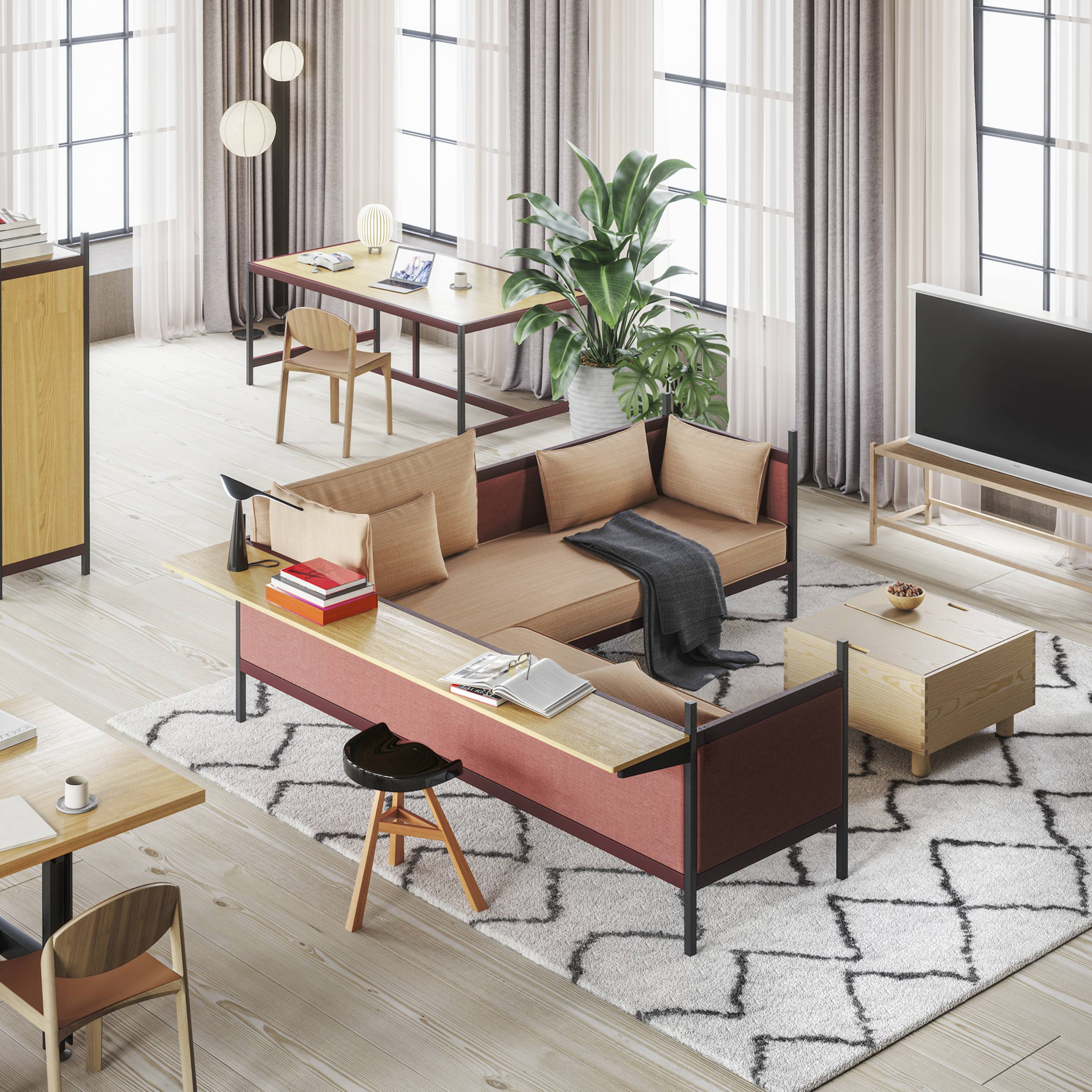 Grid Corner Sofa with Low Partition