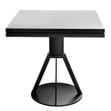 Geronimo Extendable Fenix Dining Table: Large + London Grey Fenix + Black Ash Edge + Black Ash + Lacquered Black