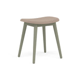 Fiber Stool: Wood Base + Upholstered + Dusty Green