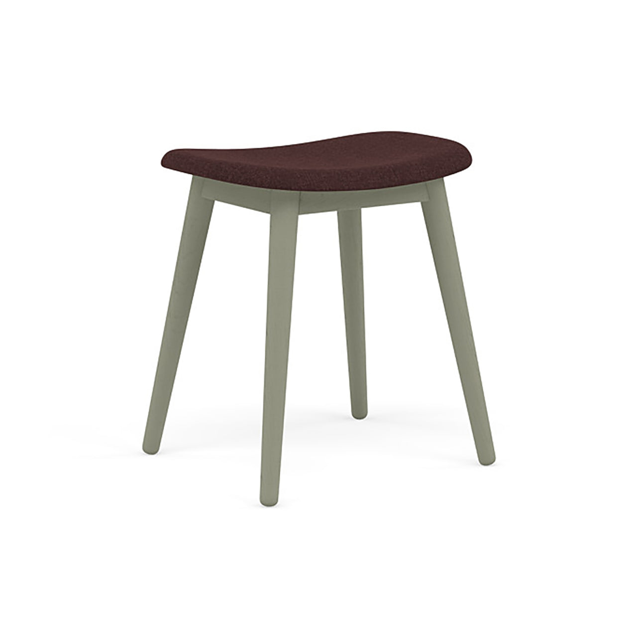 Fiber Stool: Wood Base + Upholstered + Dusty Green