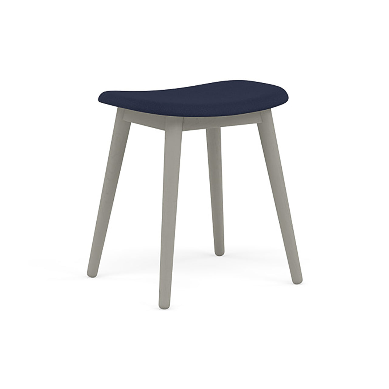 Fiber Stool: Wood Base + Upholstered + Grey