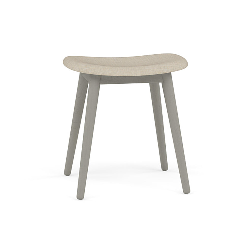 Fiber Stool: Wood Base + Upholstered + Grey