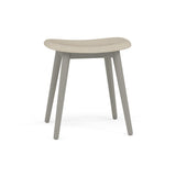 Fiber Stool: Wood Base + Upholstered + Grey