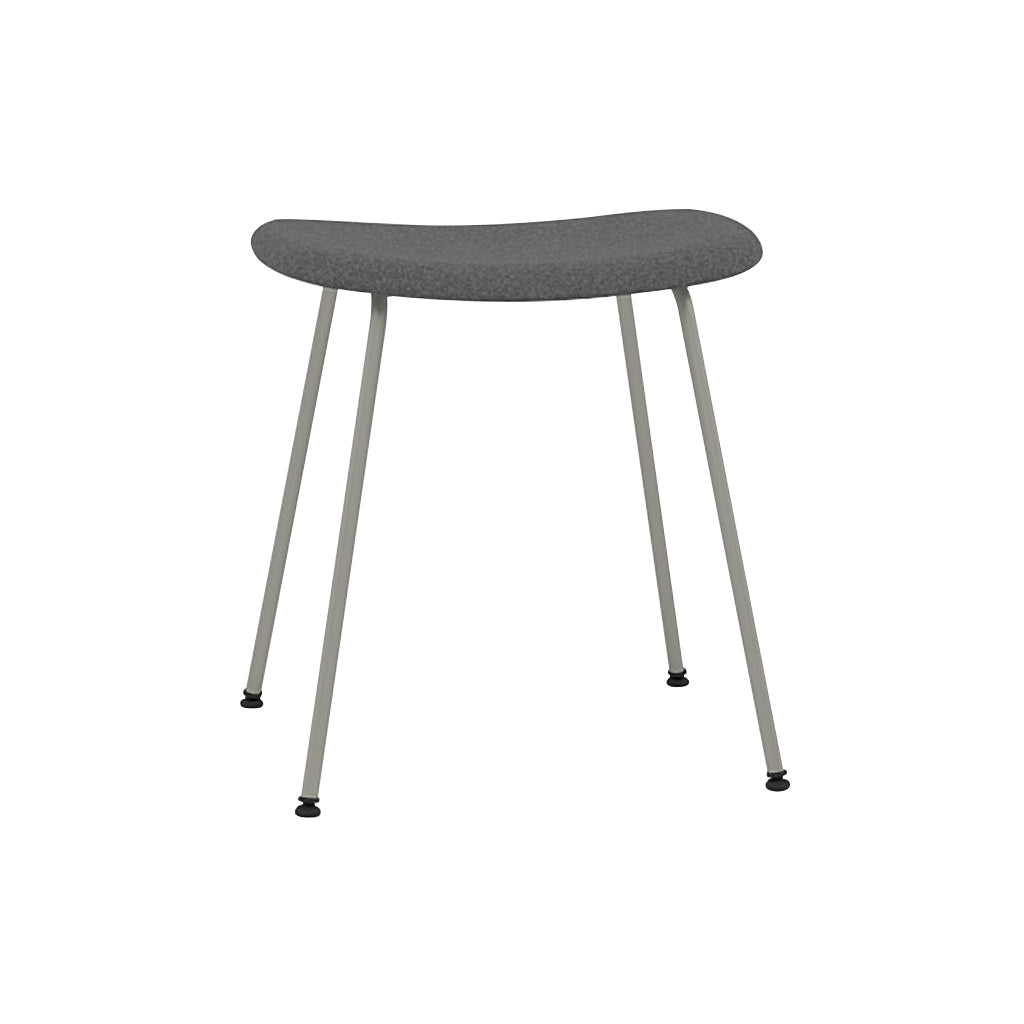 Fiber Stool: Tube Base + Upholstered + Grey