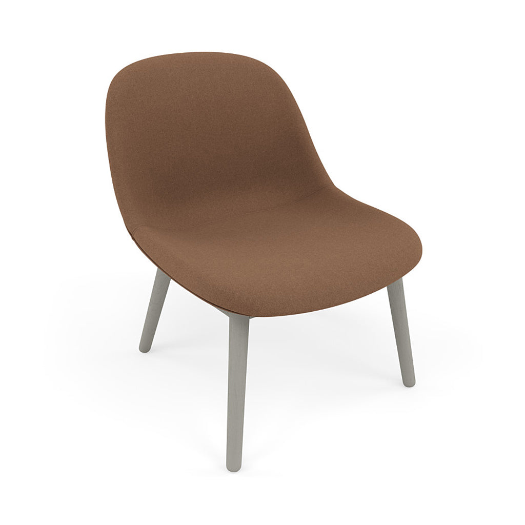 Fiber Lounge Chair: Wood Base + Upholstered + Grey