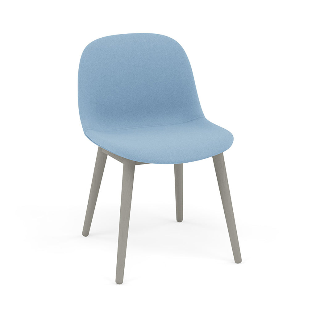 Fiber Side Chair: Wood Base + Recycled Shell + Upholstered + Grey