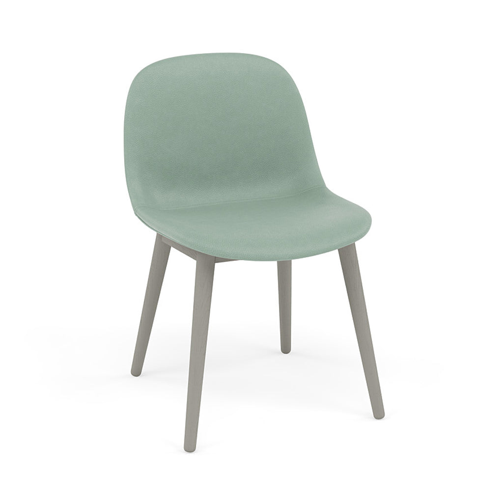 Fiber Side Chair: Wood Base + Recycled Shell + Upholstered + Grey