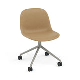 Fiber Side Chair: Swivel Base with Castors + Recycled Shell + Upholstered + Grey