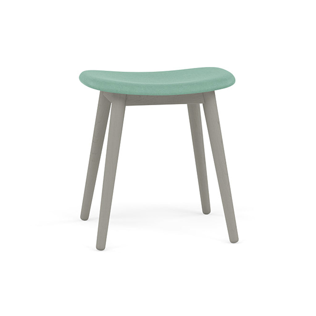 Fiber Stool: Wood Base + Upholstered + Grey