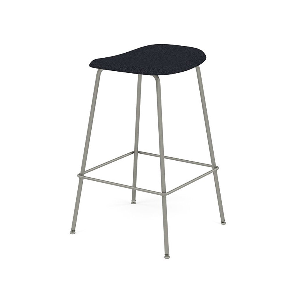 Fiber Bar + Counter Stool: Tube Base + Upholstered + Counter + Grey