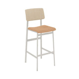 Loft Bar Stool: Upholstered + Grey + Oak