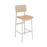 Loft Bar Stool: Upholstered + Grey + Oak