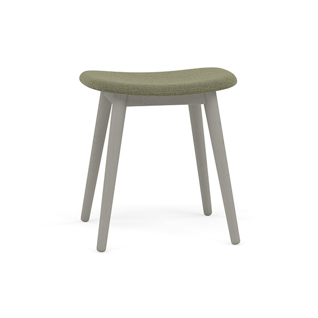 Fiber Stool: Wood Base + Upholstered + Grey