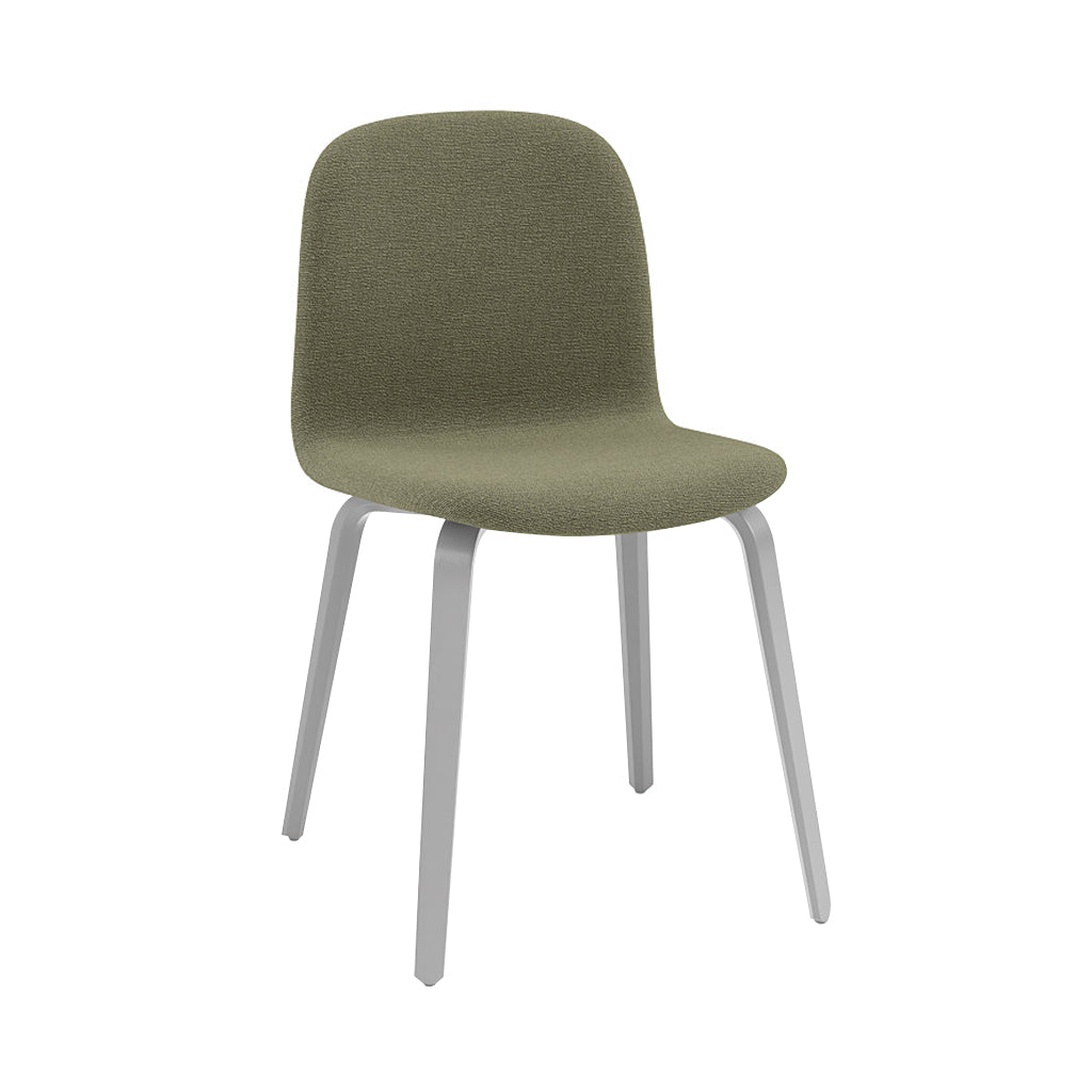 Visu Chair: Wood Base + Upholstered + Grey