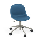 Fiber Side Chair: Swivel Base with Castors & Gaslift + Recycled Shell + Upholstered + Grey