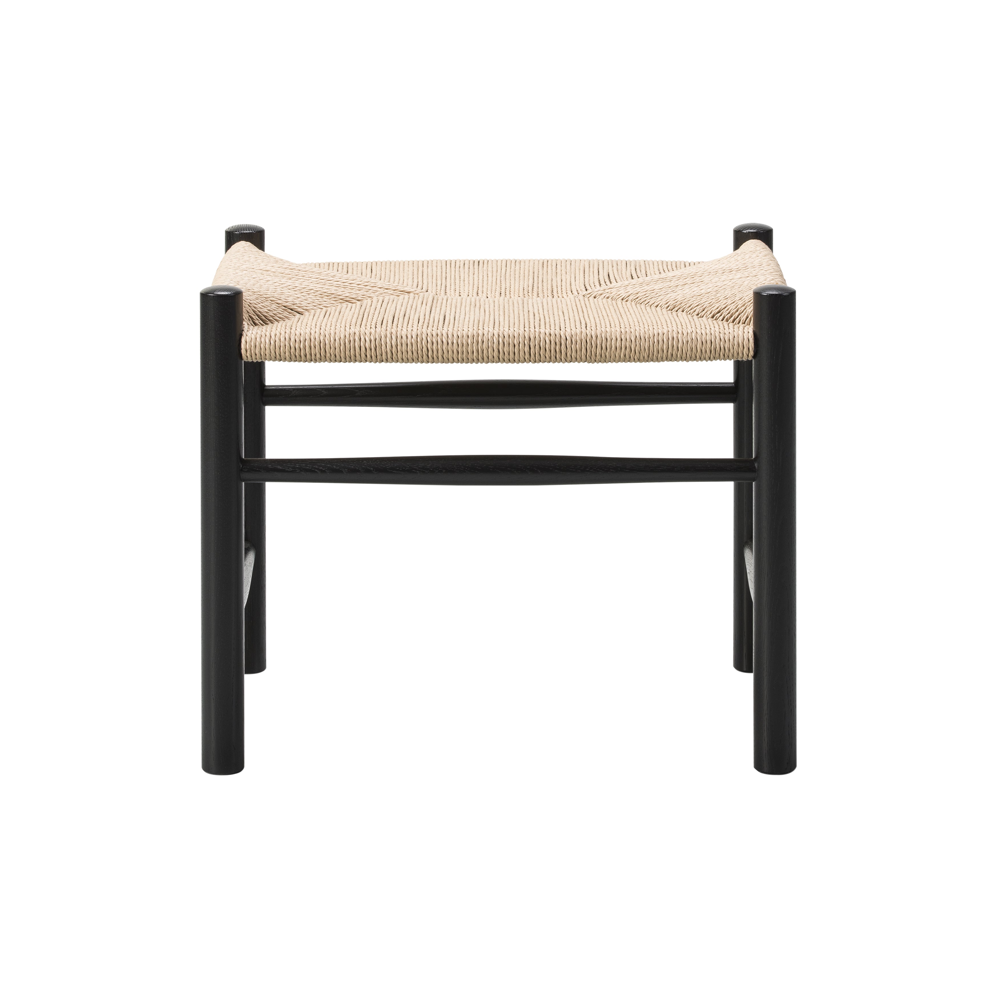 Wegner J16 Stool: Black Lacquered Oak + Natural