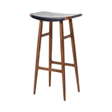 Freja Bar Stool: Natural Walnut + Leather Seat + Black 