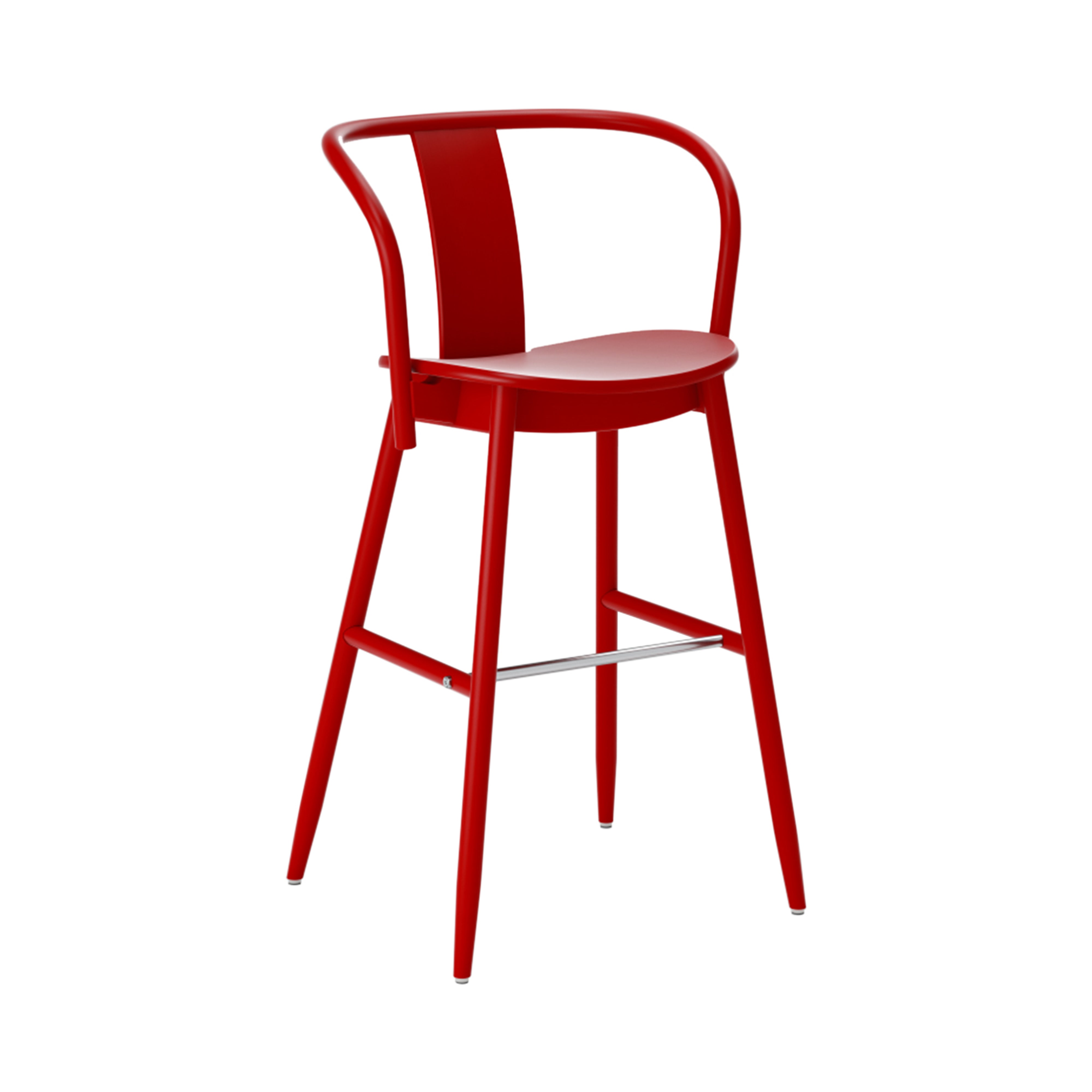 Icha Bar + Counter Chair: Bar + Red Lacquered Beech