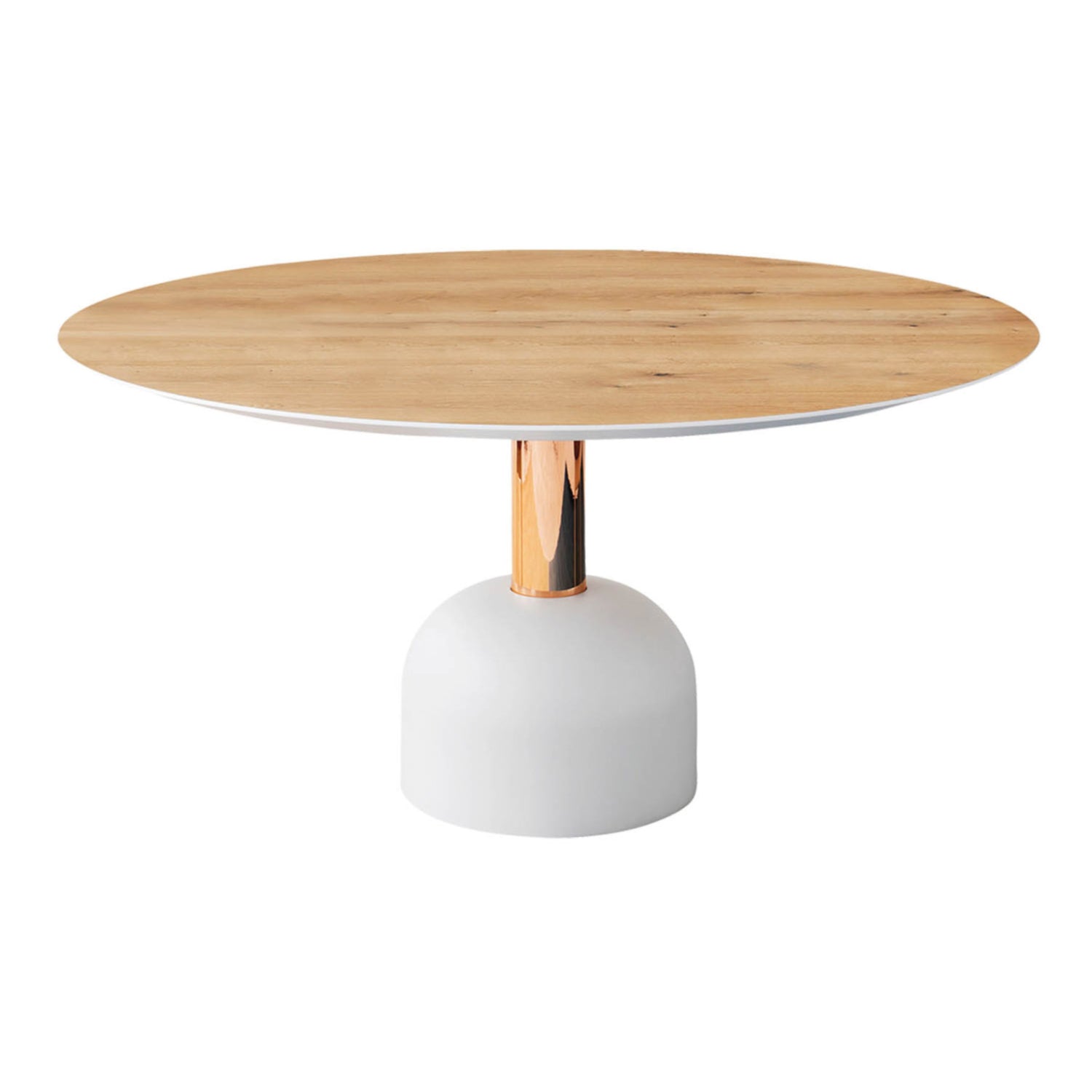 Illo Dining Table: Small + Vintage Oak + Lacquered White + Copper