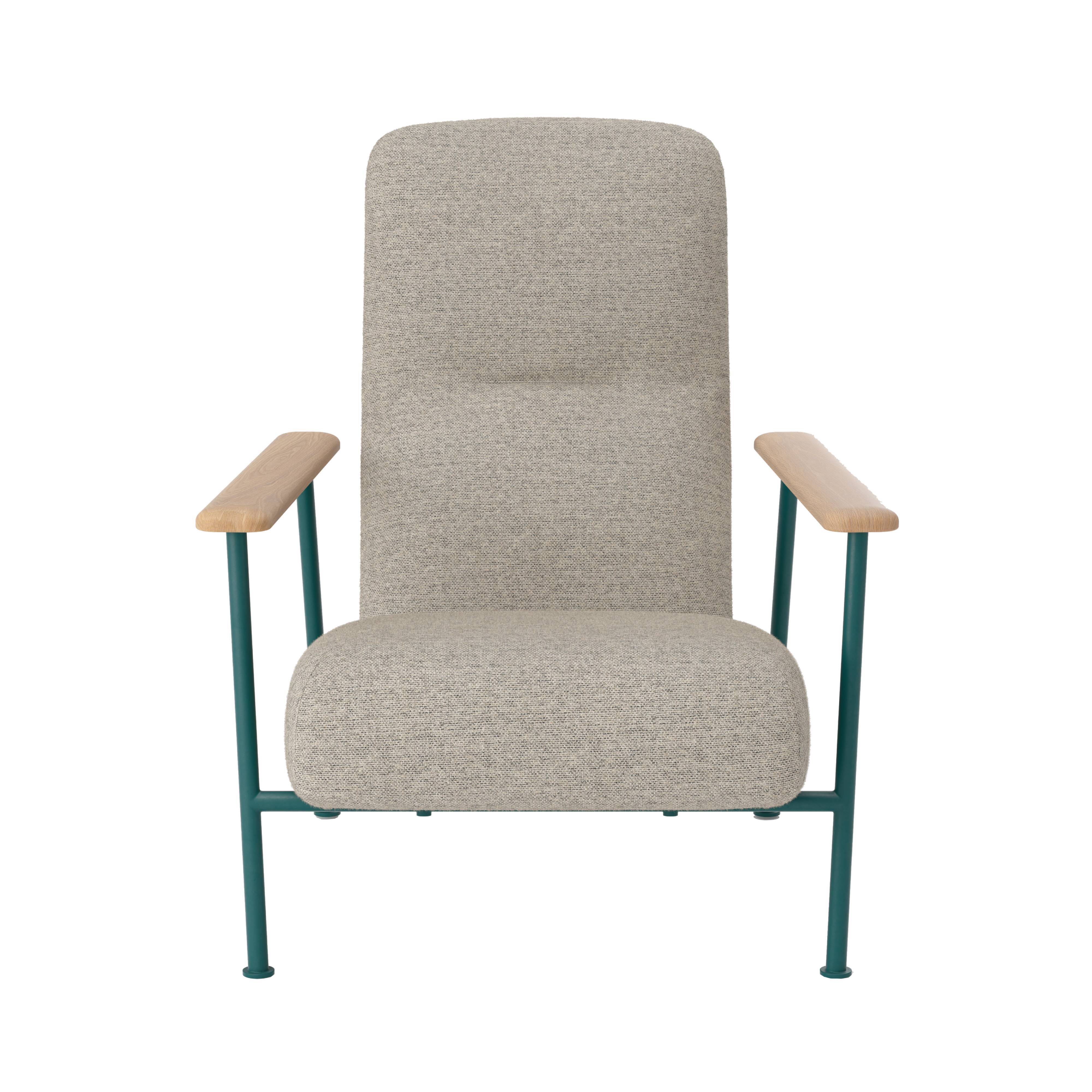 Jump Easy Chair: Blue Green + Oiled Oak