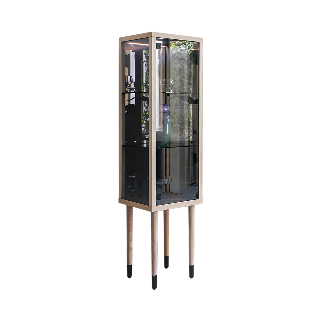 Juno Tall Cabinet: Natural Ash + Lacquered Black