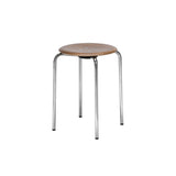 Kevi 2051 Stool: Walnut Veneer + Polished Chrome