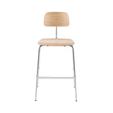 Kevi 2062 Bar Chair: 4-Legs + Oak Veneer + Polished Chrome